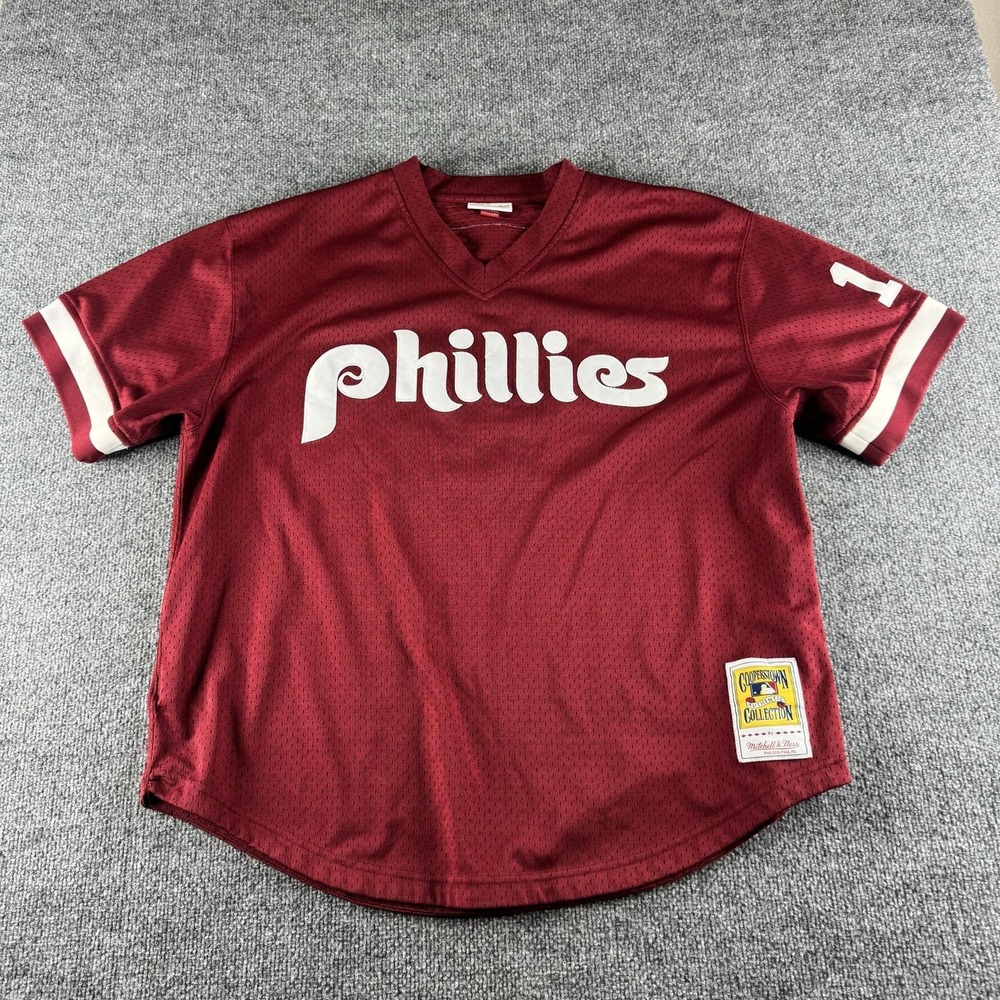 Mitchell & Ness Jersey Mens 2XL Red Phillies Morandini 12 MLB Baseball Mesh